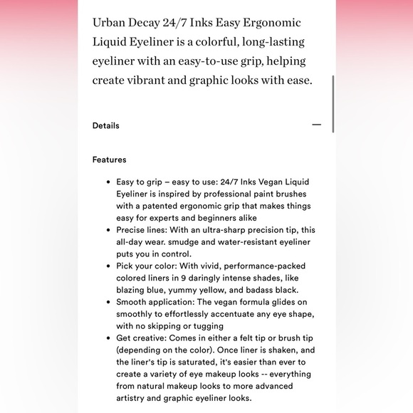 UD ‘Deep End’ 24/7 Inks Easy Ergonomic Liquid Eyeliner
Pen - Picture 11 of 12